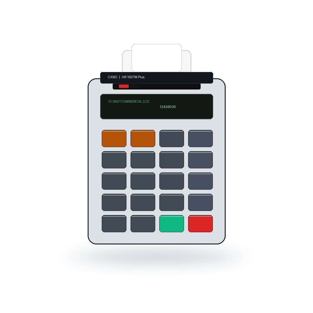 Casio HR-100TM Plus 2-Color Printing Calculator 12-Digit Desktop with Tax Keys