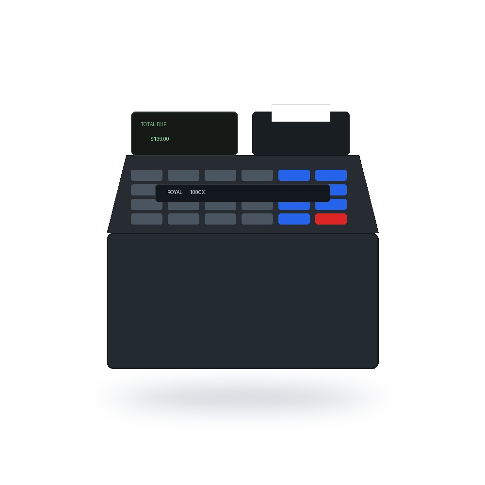 Royal 100CX Portable Electronic Cash Register with Thermal Tape Receipt Printer